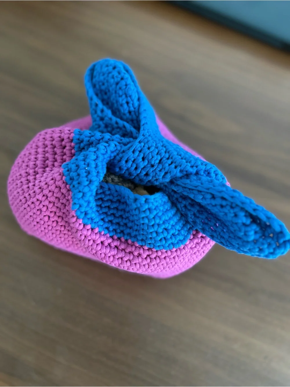 Handmade crochet make up Pouch - Pink & Blue